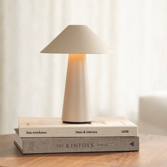 Beżowa lampa stołowa grzybek przenośna Cannes IP44